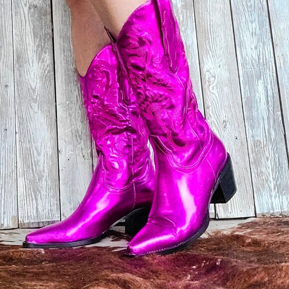 Magenta Metallic Fashion Cowboy Boots - Danilo - Picture 1 of 2